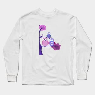 Purple Owls Long Sleeve T-Shirt